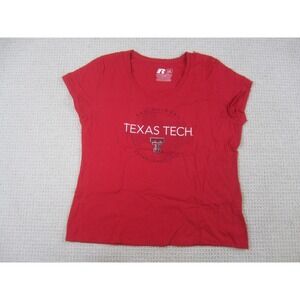 Texas Tech Shirt Womens Large Red Raiders Wreck Em Short Sleeve Double‎ T Logo